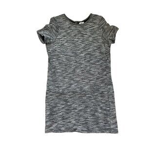 Loreak Mendian Marled Knit T Shirt Dress Gray Large Round Neck Short Sleeves